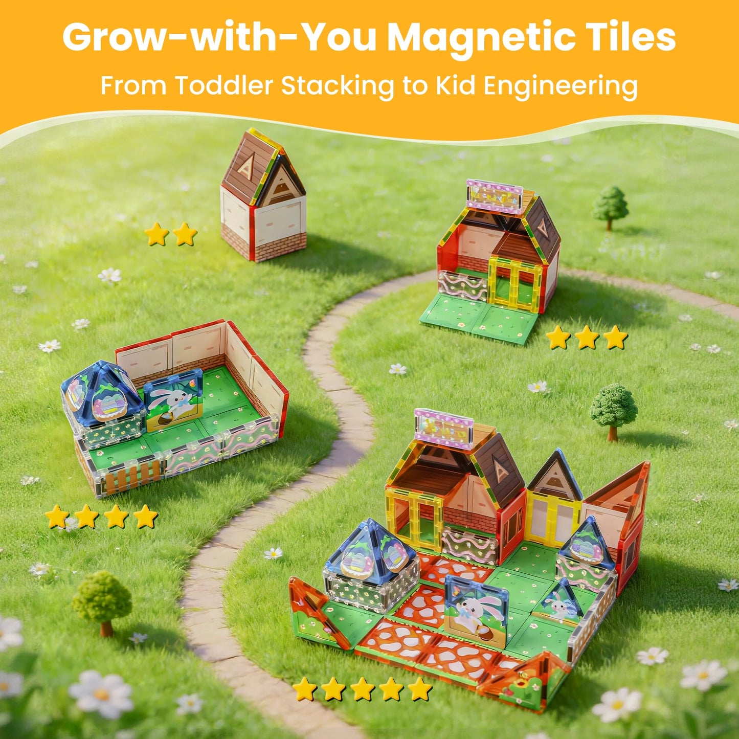 Sisxmif Magnetic Tiles for Kids Ages 4-8, Magnetic Building Blocks