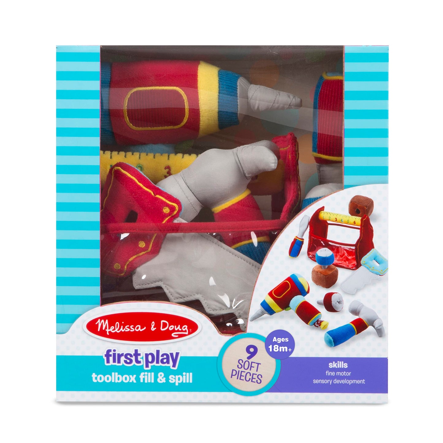 Melissa & Doug Toolbox Fill and Spill Toddler Toy with Vibrating Drill (9 pcs)