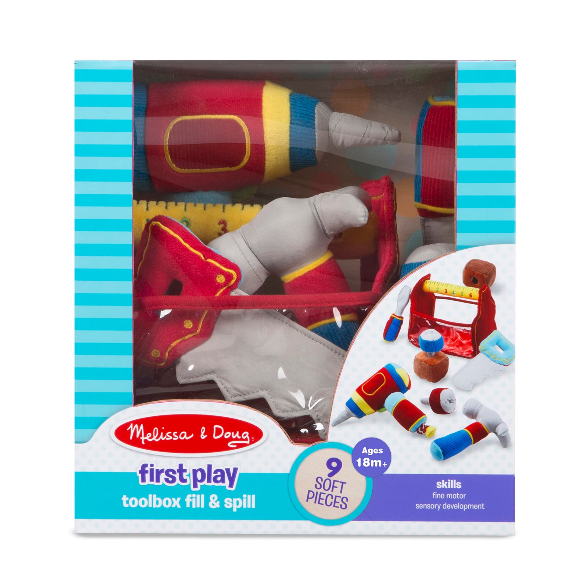 Melissa & Doug Toolbox Fill and Spill Toddler Toy with Vibrating Drill (9 pcs)