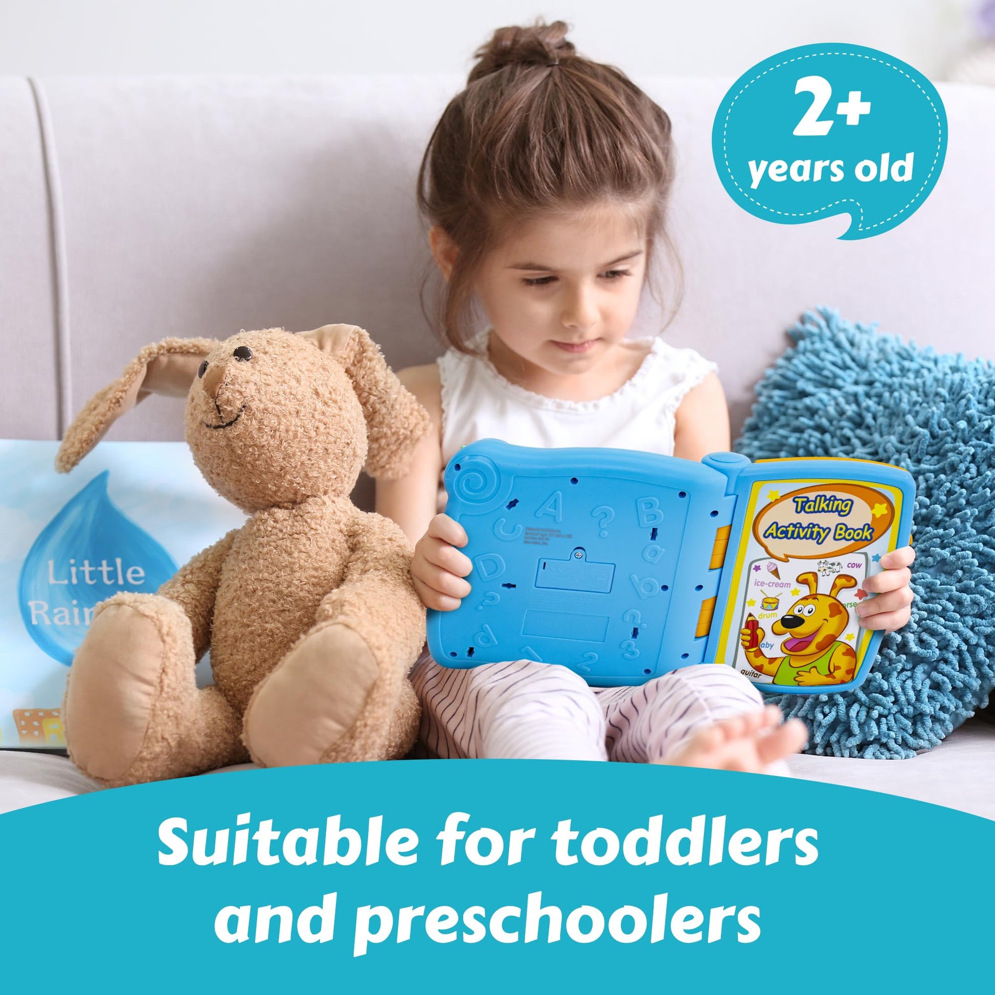 Talking Activity Book for 2 Years Old & Up - Sound Book with 5 Learning Activities Including Letters, Numbers, Quiz Game & Memory Match - Interactive