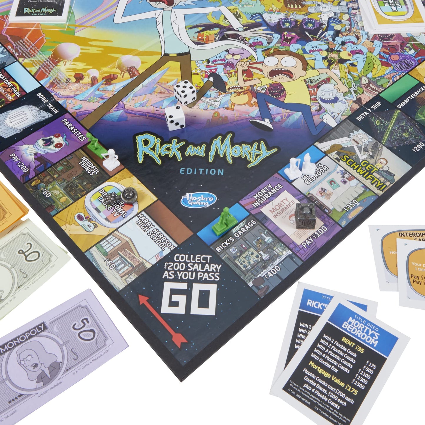 Hasbro Gaming Monopoly: Rick and Morty Edition Board Game, Cartoon Network Game for Families and Teens 17+, Includes Collectible Monopoly Tokens