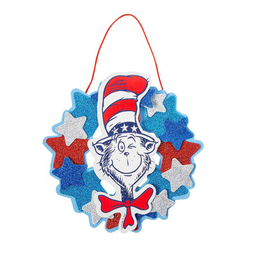 Fun Express Dr. Seuss The Cat in the Hat Patriotic Wreath Craft Kit- Makes 12