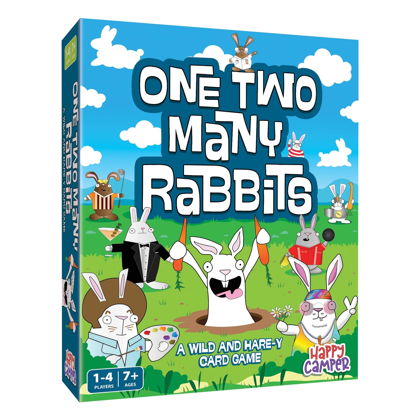 Happy Camper - One Two Many Rabbits - A Wild & Harey Card Game | Perfect Easter Basket Stuffers for Kids | Great Math Game for Family Game Night | 1-4