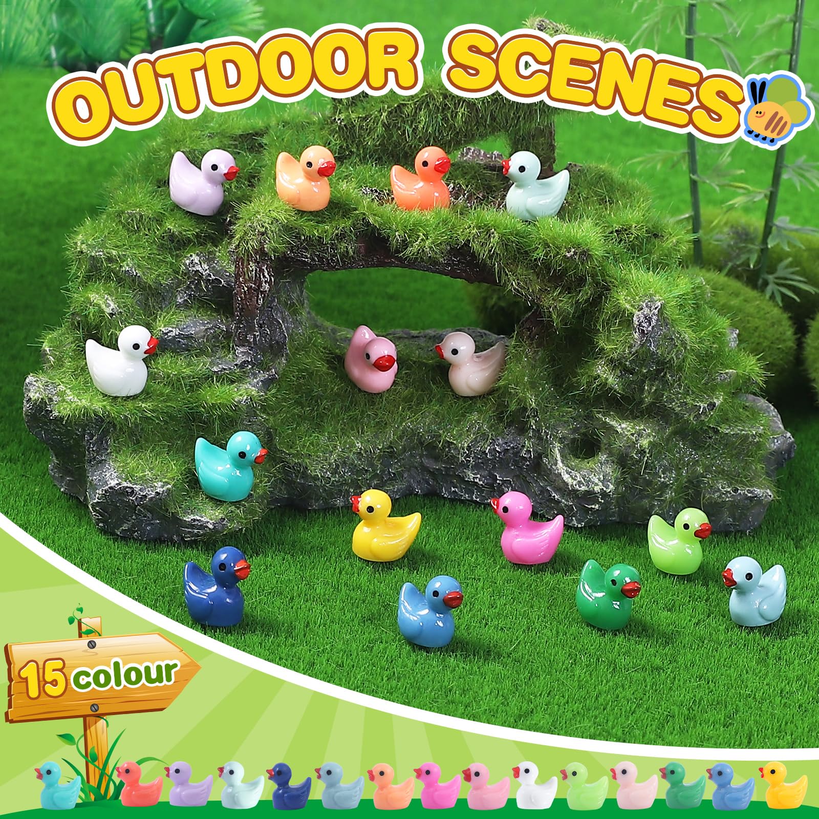 CozyWhimsy Mini Ducks 300 Pack Tiny Duck Figurines Bulk