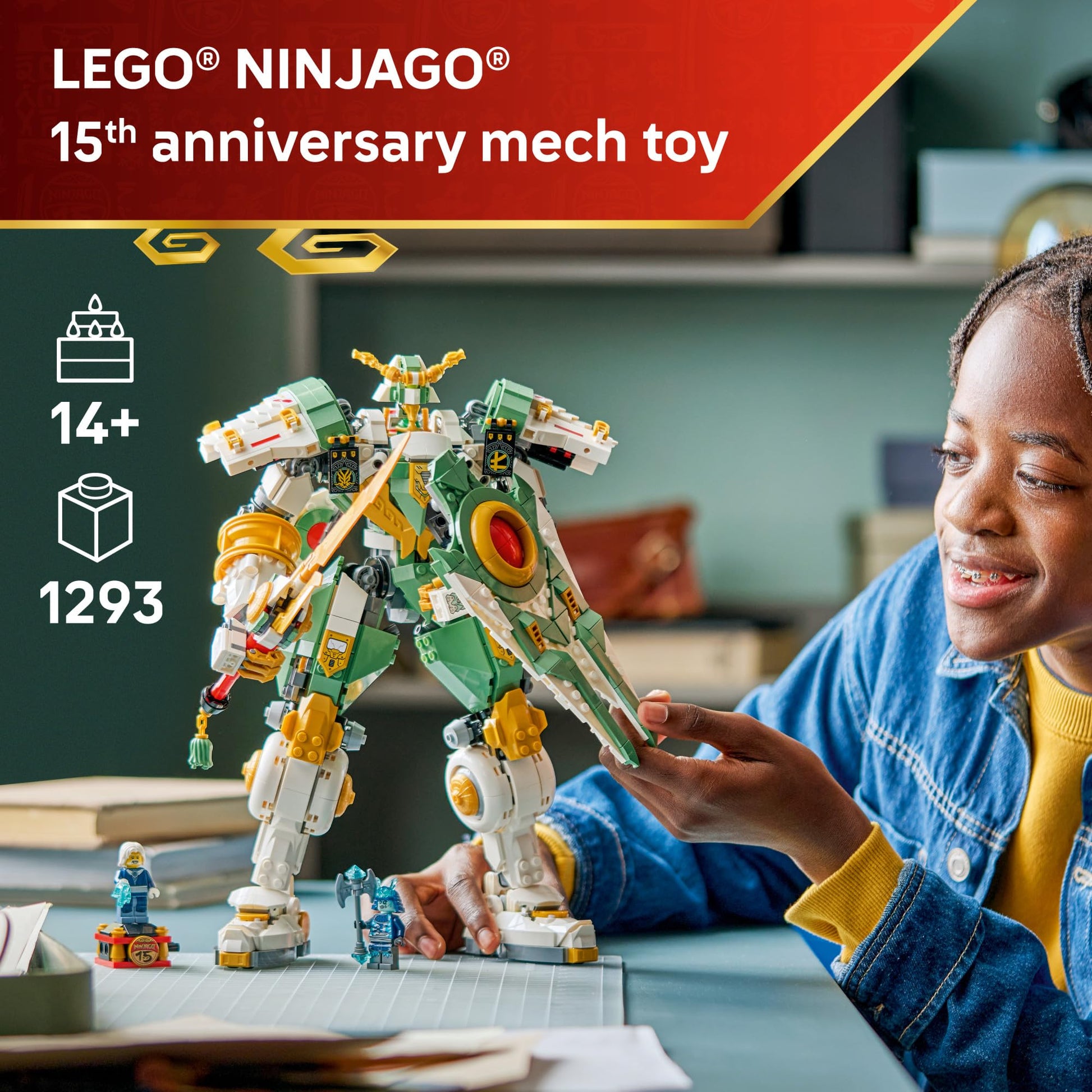 LEGO NINJAGO Lloyd's Titan Mech 15th Anniversary Building Toy - Collectible Mech Set for Boys & Girls, Ages 14+ - Display as Bedroom Decor - Gift