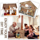 35 Pcs Miniature Dollhouse Wallpaper Self-Adhesive Mini DIY Floorboards Wall Paper Real Life DIY Decoration for Dollhouse(Brown)