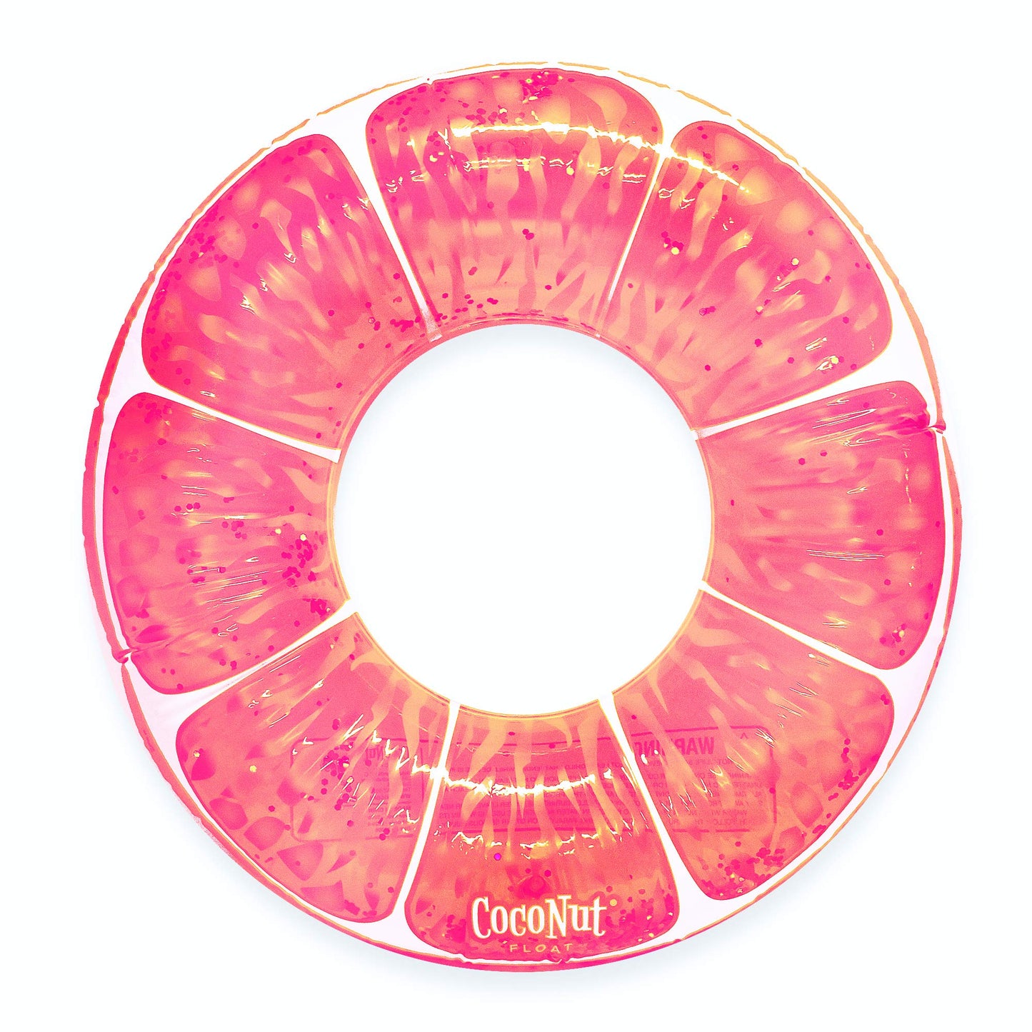 Coconut Float: Pink Grapefruit Glitter - 42" Pool Float Ring, Inflatable, Anti-Leak, Durable, Party Water Accessory