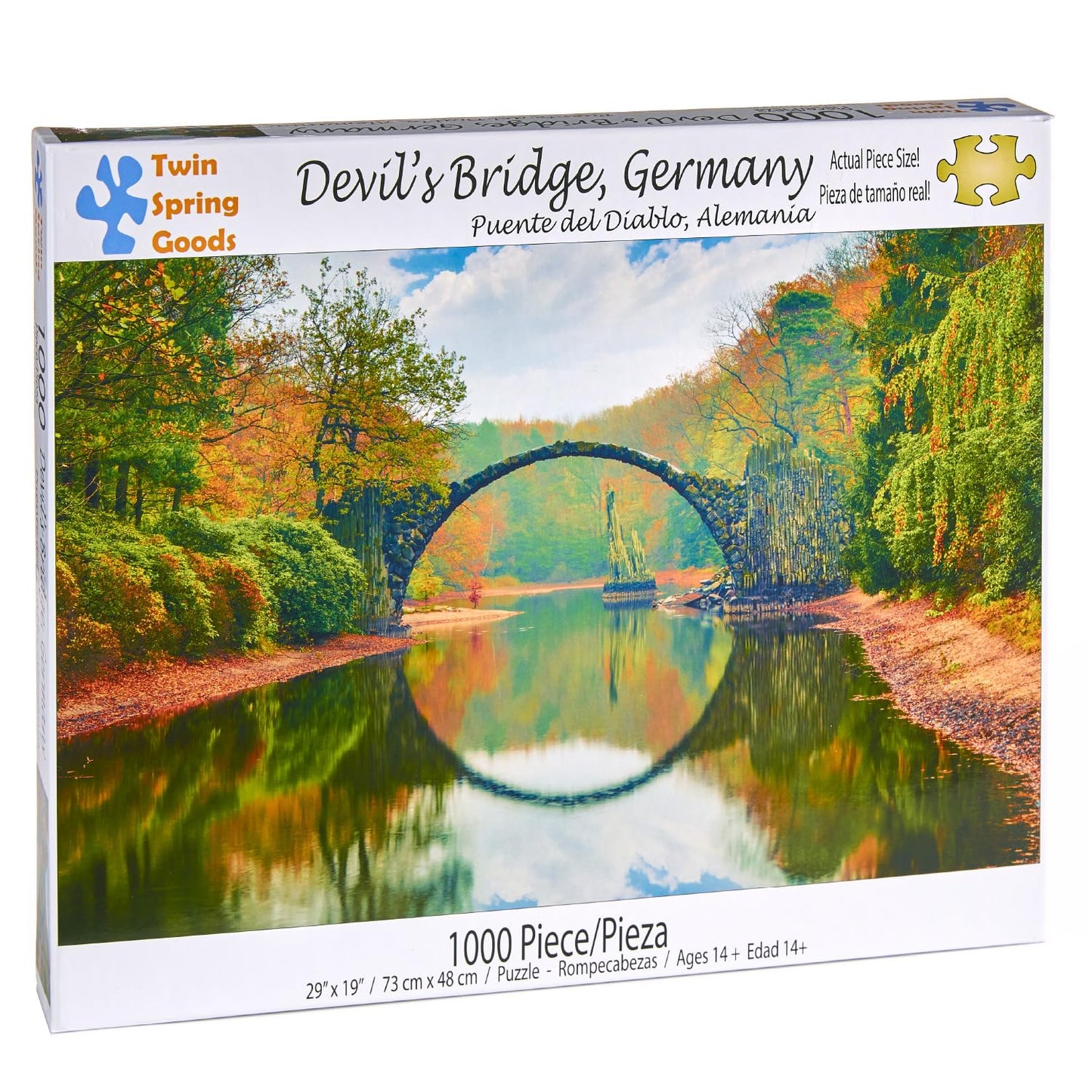 Twin Spring Goods 1000 Piece Jigsaw Puzzle for Adults Devil's Bridge Rakotzbrucke Germany Autumn Landscape Large Pieces Relaxing Nature Scenery Gift