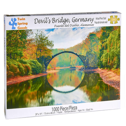 Twin Spring Goods 1000 Piece Jigsaw Puzzle for Adults Devil's Bridge Rakotzbrucke Germany Autumn Landscape Large Pieces Relaxing Nature Scenery Gift
