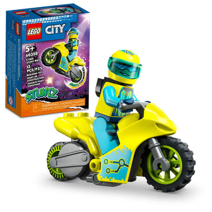 LEGO City Stuntz Cyber Stunt Bike 60358, Flywheel-Powered Motorbike Toy to Perform Jumps and Tricks, Action Toys for Boys and Girls Ages 5 Plus
