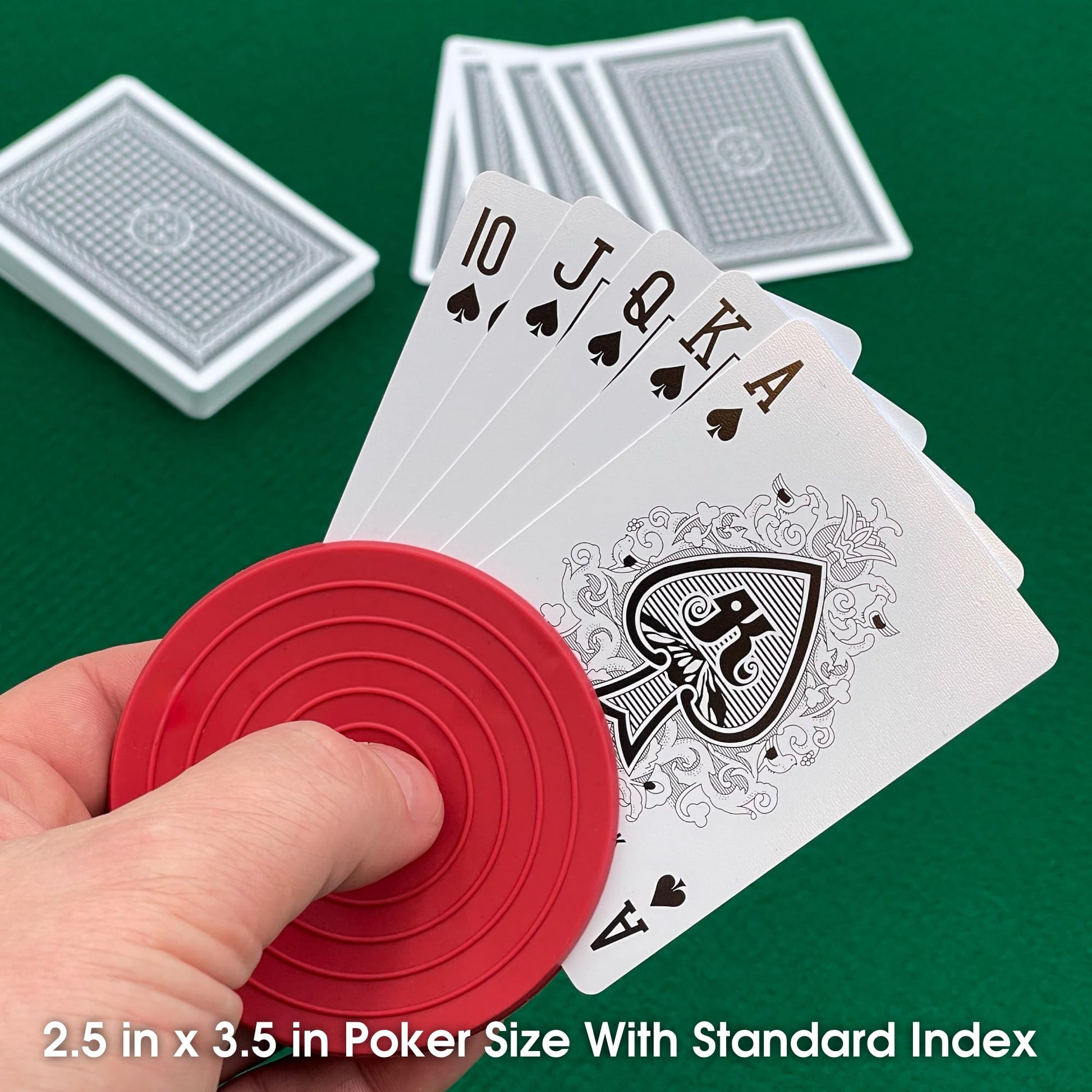 CHH Royal 100% Plastic Standard Poker Size Playing Cards - 3.5" x 2.5" with Protective Cases - Durable and Washable - Professional Casino Size - 12