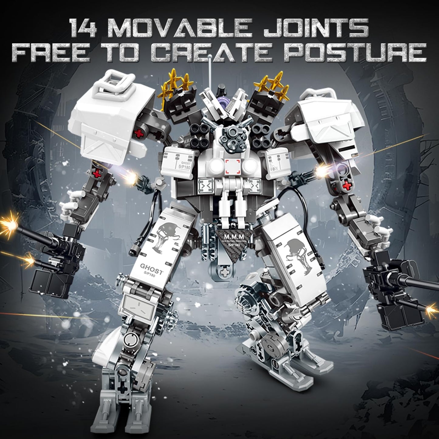 HIGH GODO Ghost Killer Mech Robot Transforming Building Blocks Set for Adults, City Warrior Justice Hero Soldier Mech Model Building Kit, Cool