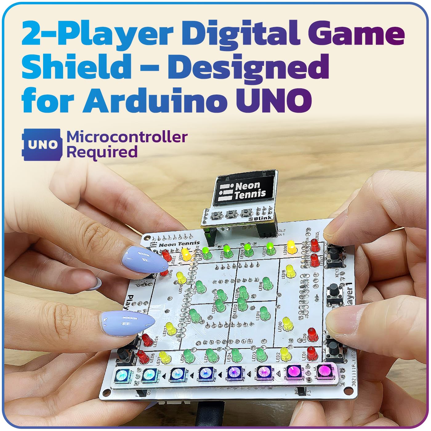 amomii Neon Tennis Soldering Practice Kit for Arduino UNO, 2-Player Game