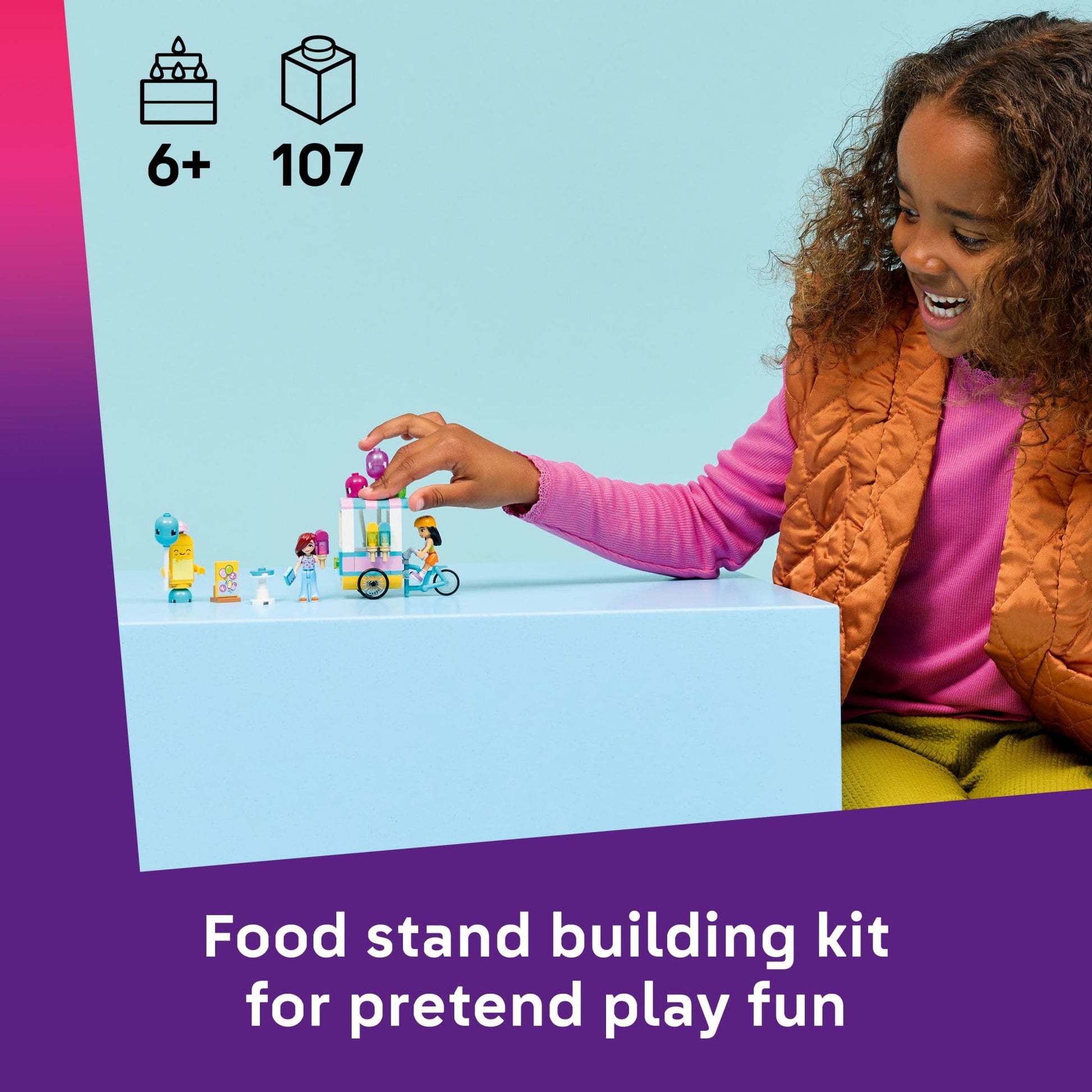 LEGO Friends Ice Cream & Balloon Stand Building Toy for Girls & Boys - Pretend Play Set for Kids, Ages 6+ - W/Liann & Paisley Minidolls & Accessories
