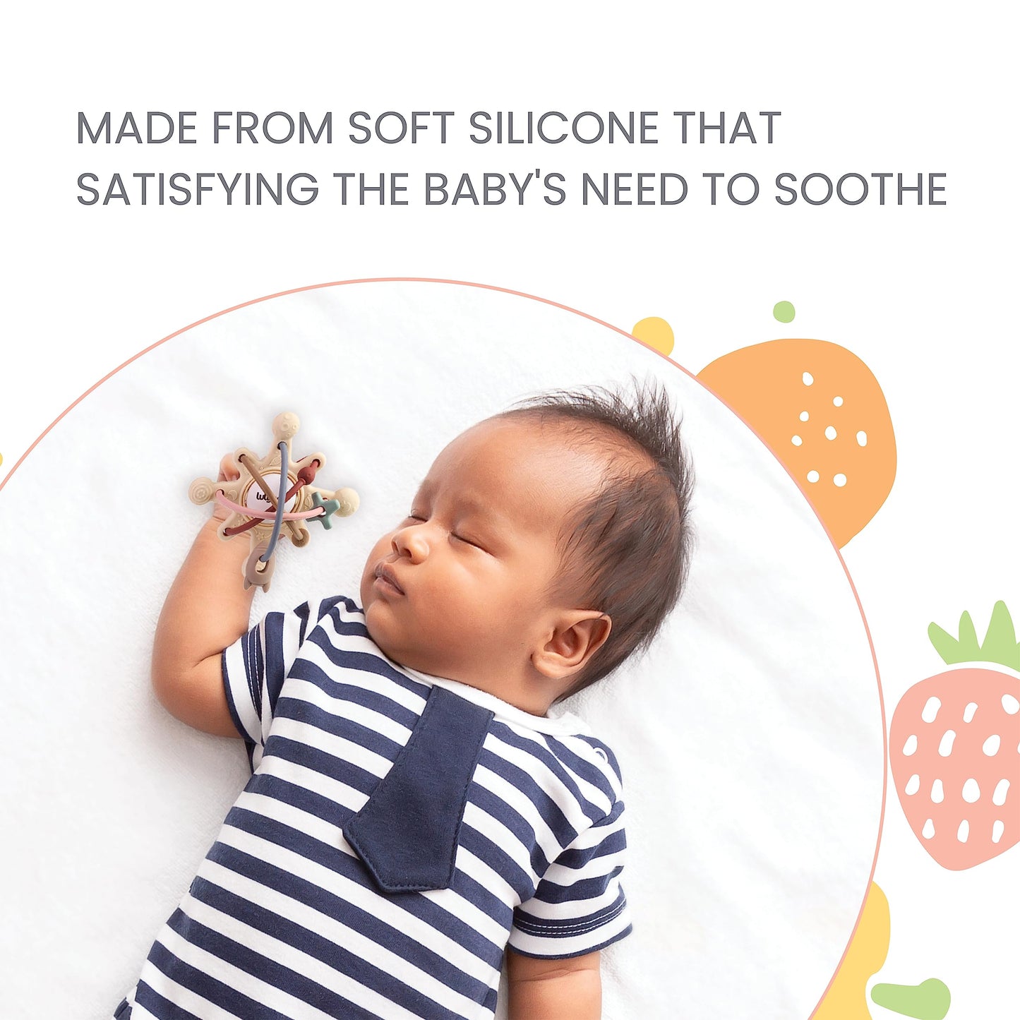 Lulyboo Baby Silicone Sensory Teething Planet - BPA-Free, Easy Grip, Self-Soothing Relief for Teething 0-12 Months, Hypoallergenic, Stimulates Motor