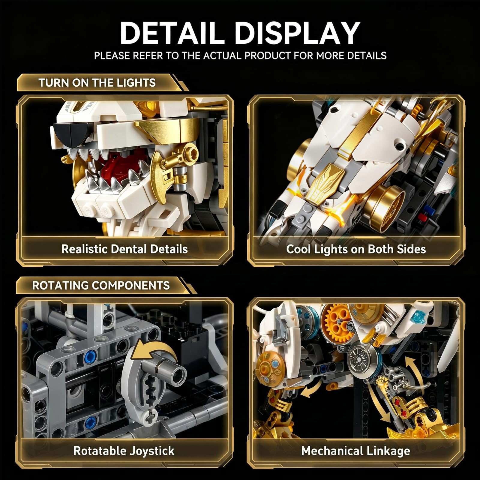 Mechanical Lion Building Set, Compatible with LEGO Animal Building Kit with Movable Gears and LED Light, Collectible Display Model for Adults & Teens