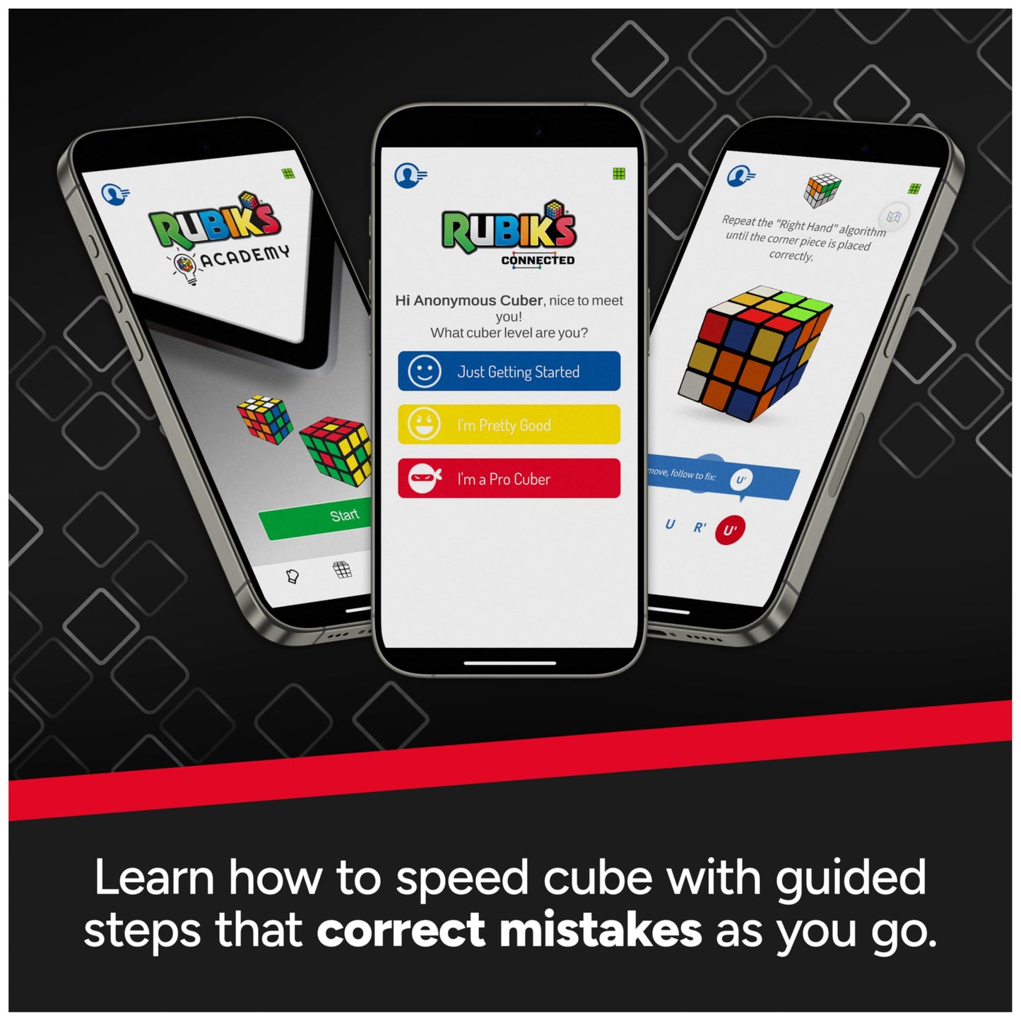 Rubik's Cube, The Official Rubik’s ConnectedX, Bluetooth-Enabled 3x3 Speed Cube with Guided Learning App for Beginners, Brain Teaser Fidget Toy