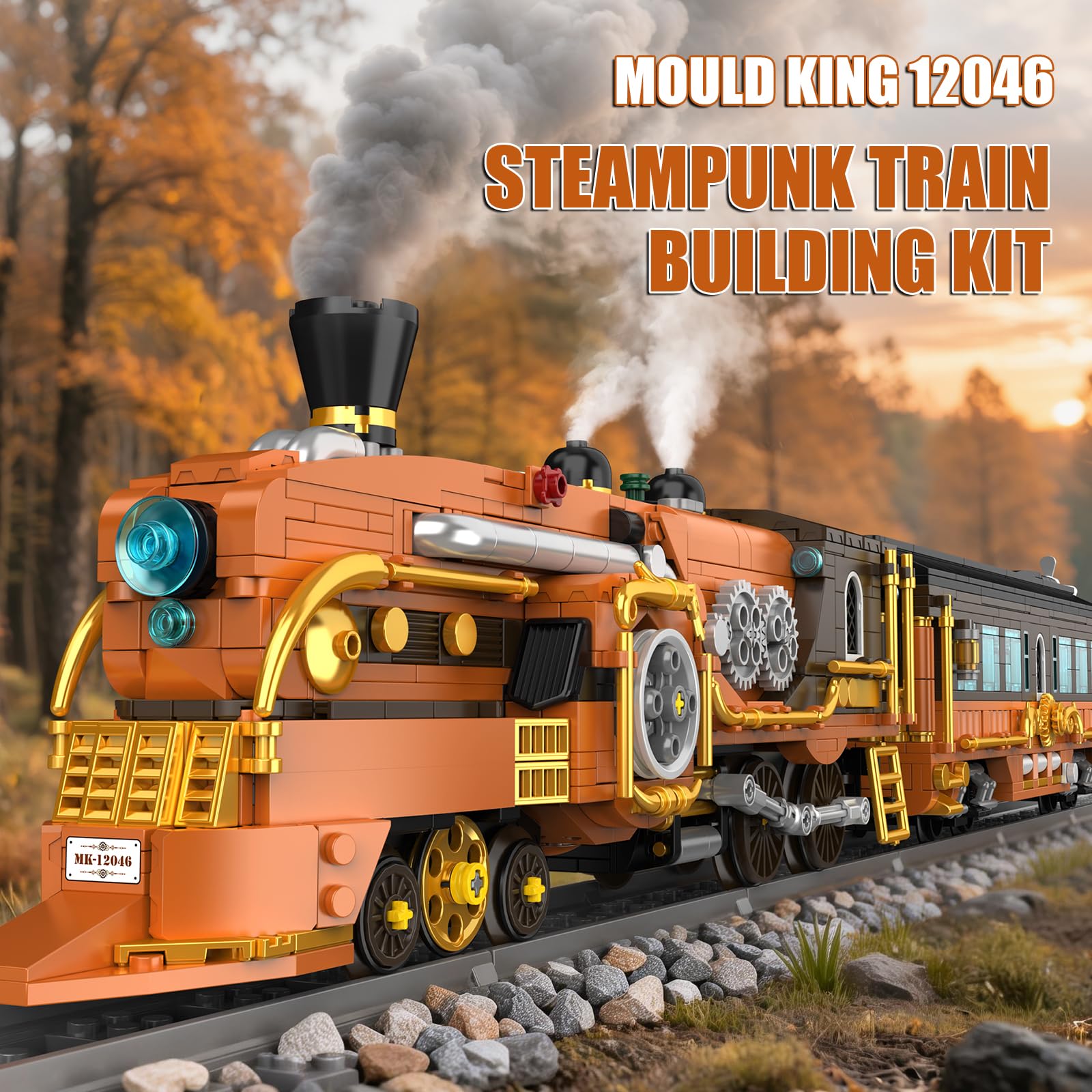 Mould King 12046 Train Building Set, 1954 PCS Remote & App Controlled Model Train Sets with Tracks, Steampunk Train Building Block Kits, Collectible