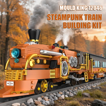 Mould King 12046 Train Building Set, 1954 PCS Remote & App Controlled Model Train Sets with Tracks, Steampunk Train Building Block Kits, Collectible