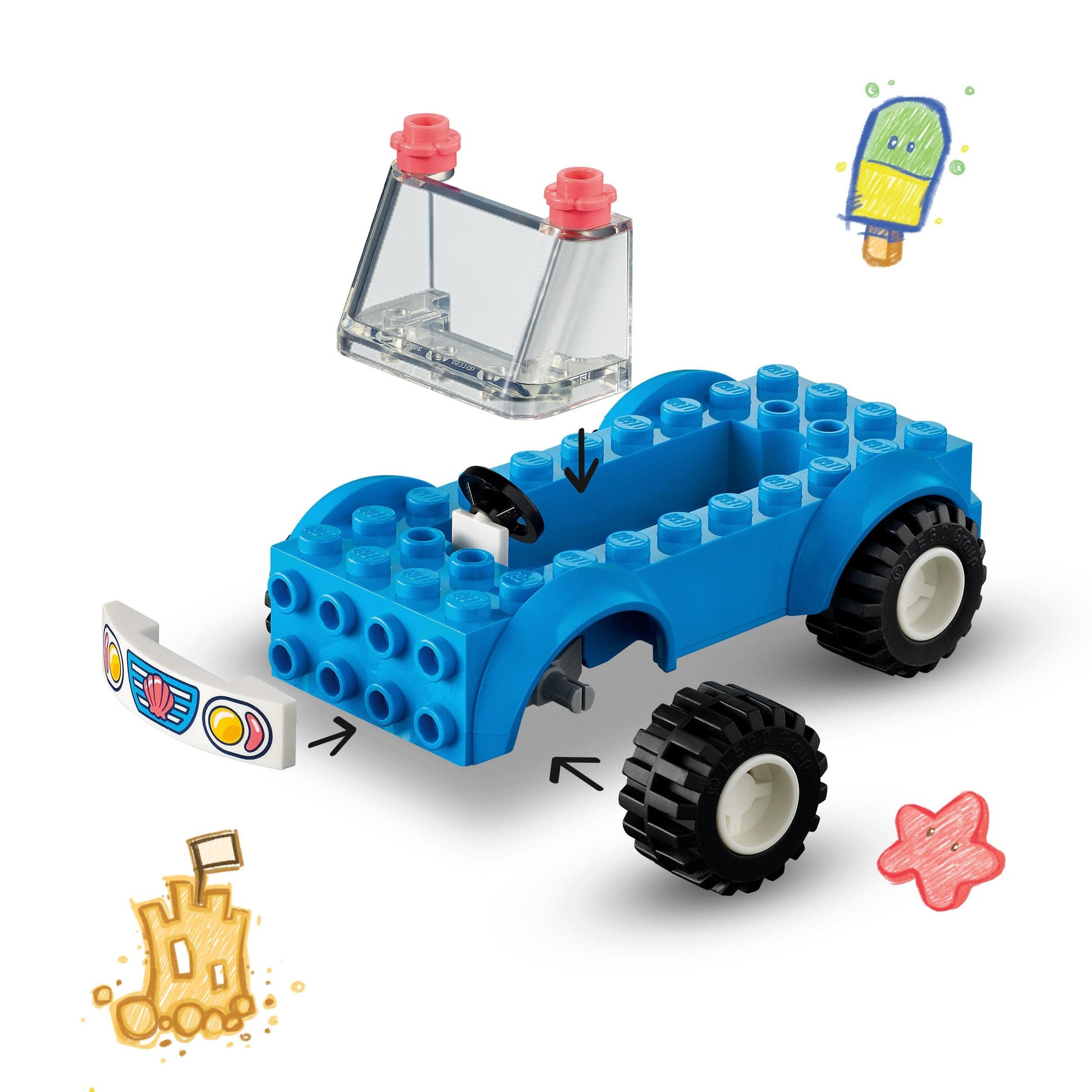 LEGO Friends 41725 Beach Baggy in Summer, Toy Blocks, Present, Vehicle, Glue, Girls, Ages 4 and Up