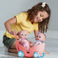 Lil Cutesies TWIN 8.5" All Vinyl Dolls and Stroller Set | Posable and Washable | Removable Outfits |Twin Stroller and Accessory | JC Toys | Ages 2+