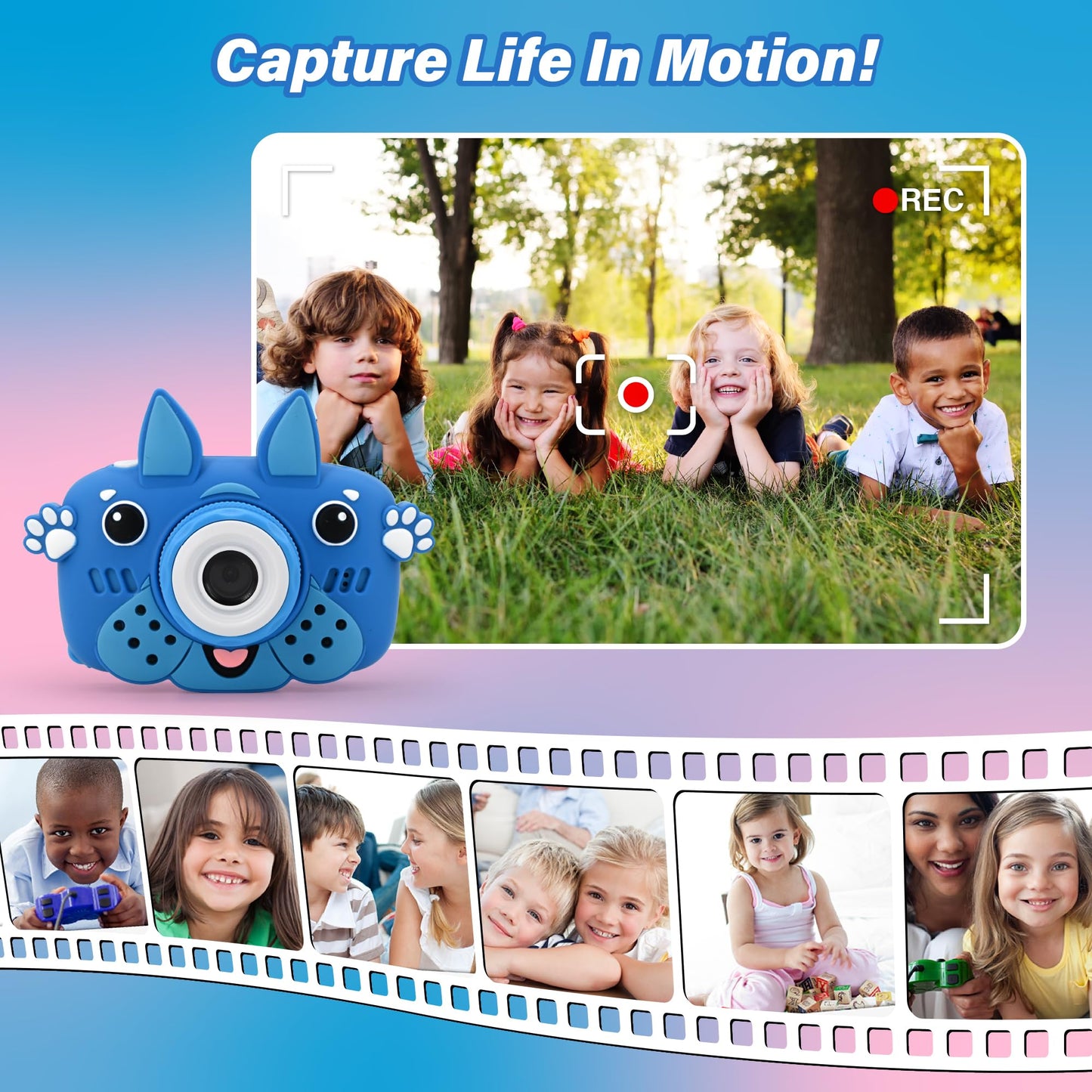 GKidz Kids Camera for Boys & Girls Toy Camera Age 3-12 Years Old Young Photographers with 64GB SD Card, Hanging Belt & Durable Silicone Case Ideal