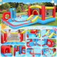 Whubefy Inflatable Water Slide, Bounce House Obstacle Course, 8 in 1 Waterslide Bounce House for Kids 14.3x14.3 FT Multi Jumping House with Jump Area