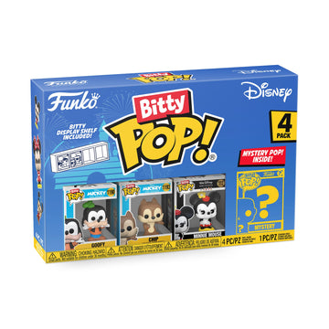Funko Bitty POP! Disney - Goofy, 4-Pack - Goofy, Chip, Minnie Mouse (Hands Folded) and A Surprise Mystery Mini Figure - 0.9 Inch (2.2 Cm) Collectable