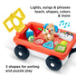 Fisher-Price Laugh & Learn Pull & Play Learning Wagon - German Edition, interactive toy wagon with shape blocks and learning content for baby