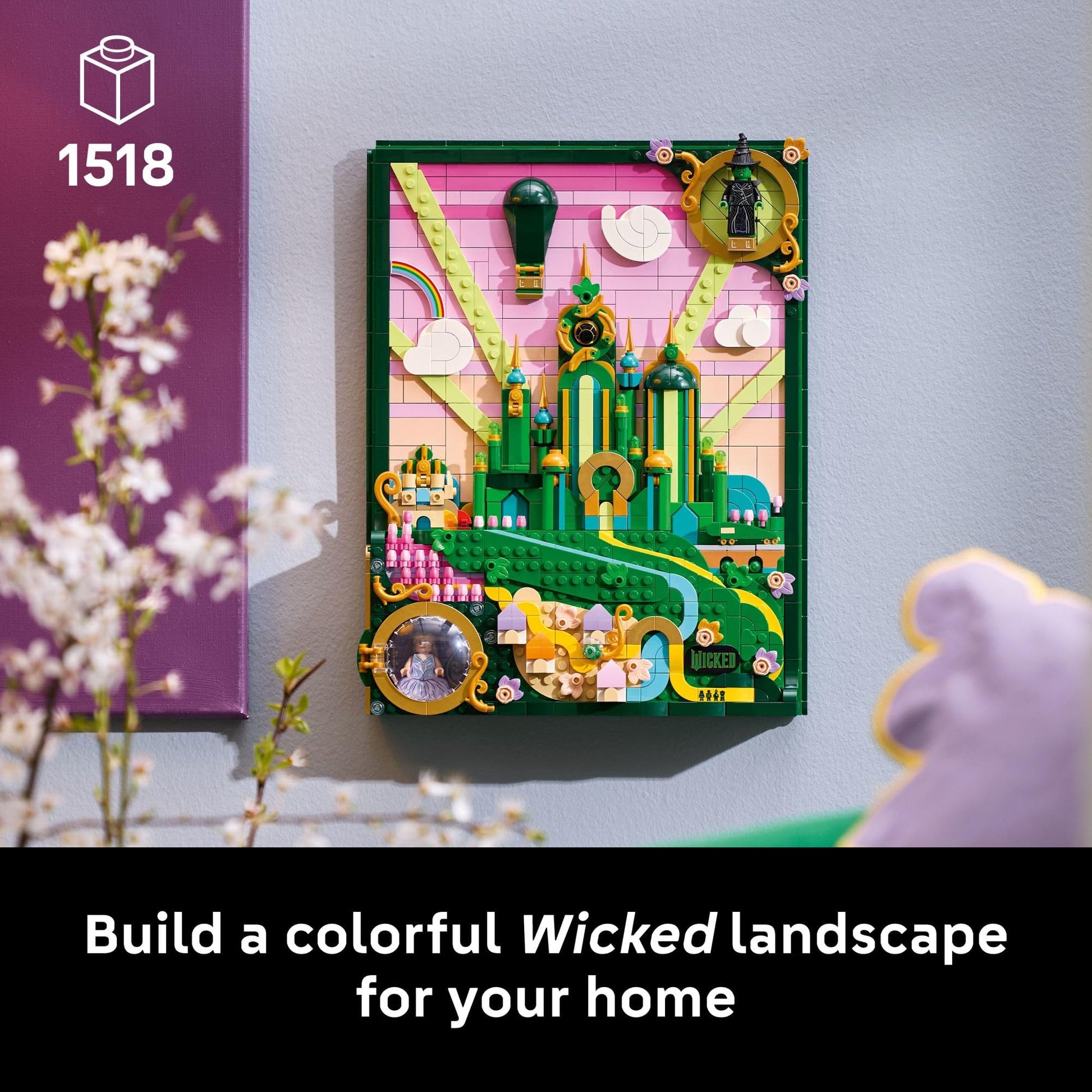 LEGO Wicked Emerald City Wall Art Building Set for Adults - Wall Decor for Living Room, Bedroom, or Dorm - Collectible Wicked Merch for Movie Fans -
