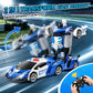 FIGROL Police Transformer Car, 2.4GHz Remote Control Police Car, One-Key Auto Transform, Dual Rechargeable Batteries, 360° Rotation, LED Lights Toy