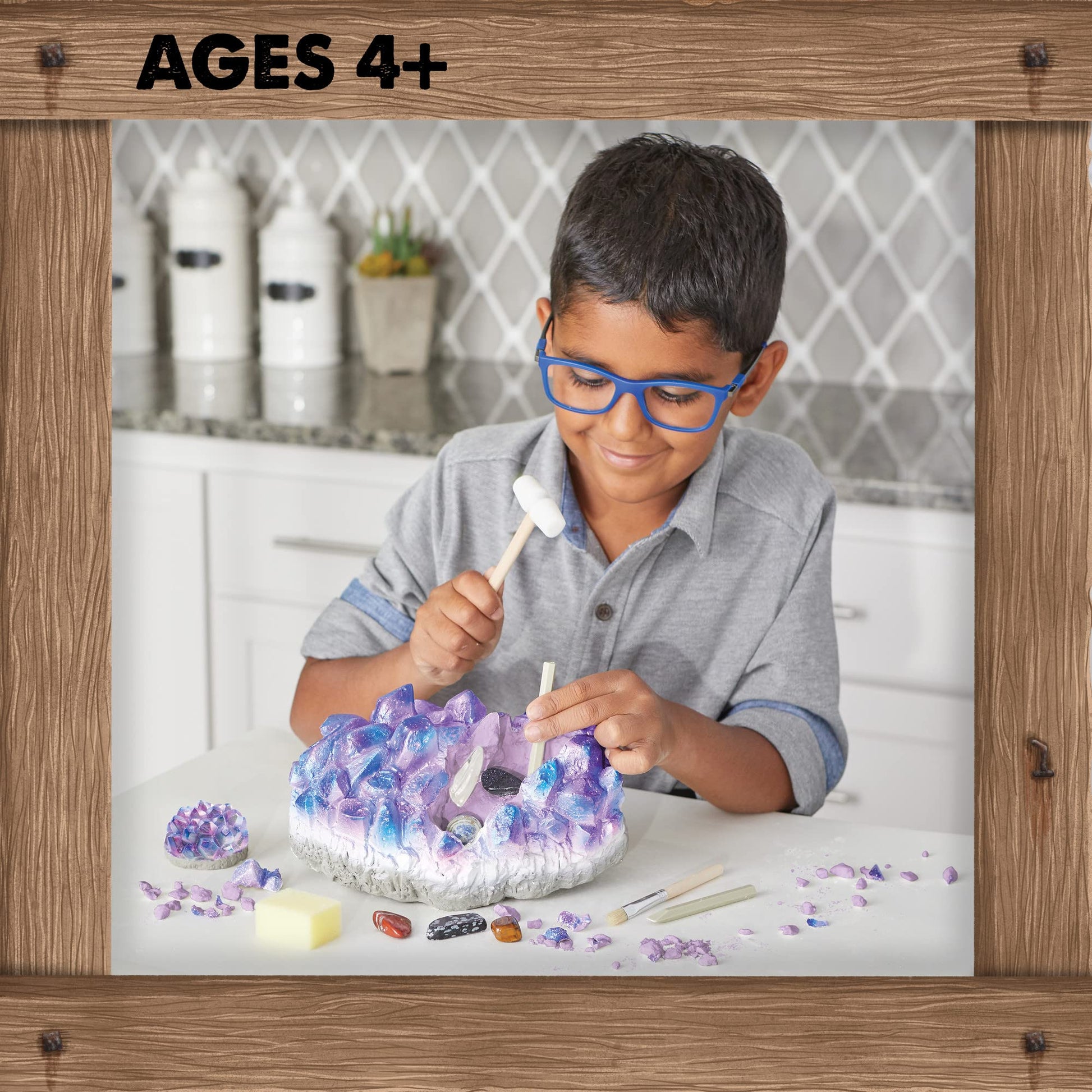 MindWare Dig It Up Giant Gem Discovery Kit - Gemstone Dig Kit Offers Geology for Kids with 12 Real Polished Hidden Gemstones - Includes 1 Giant Gem