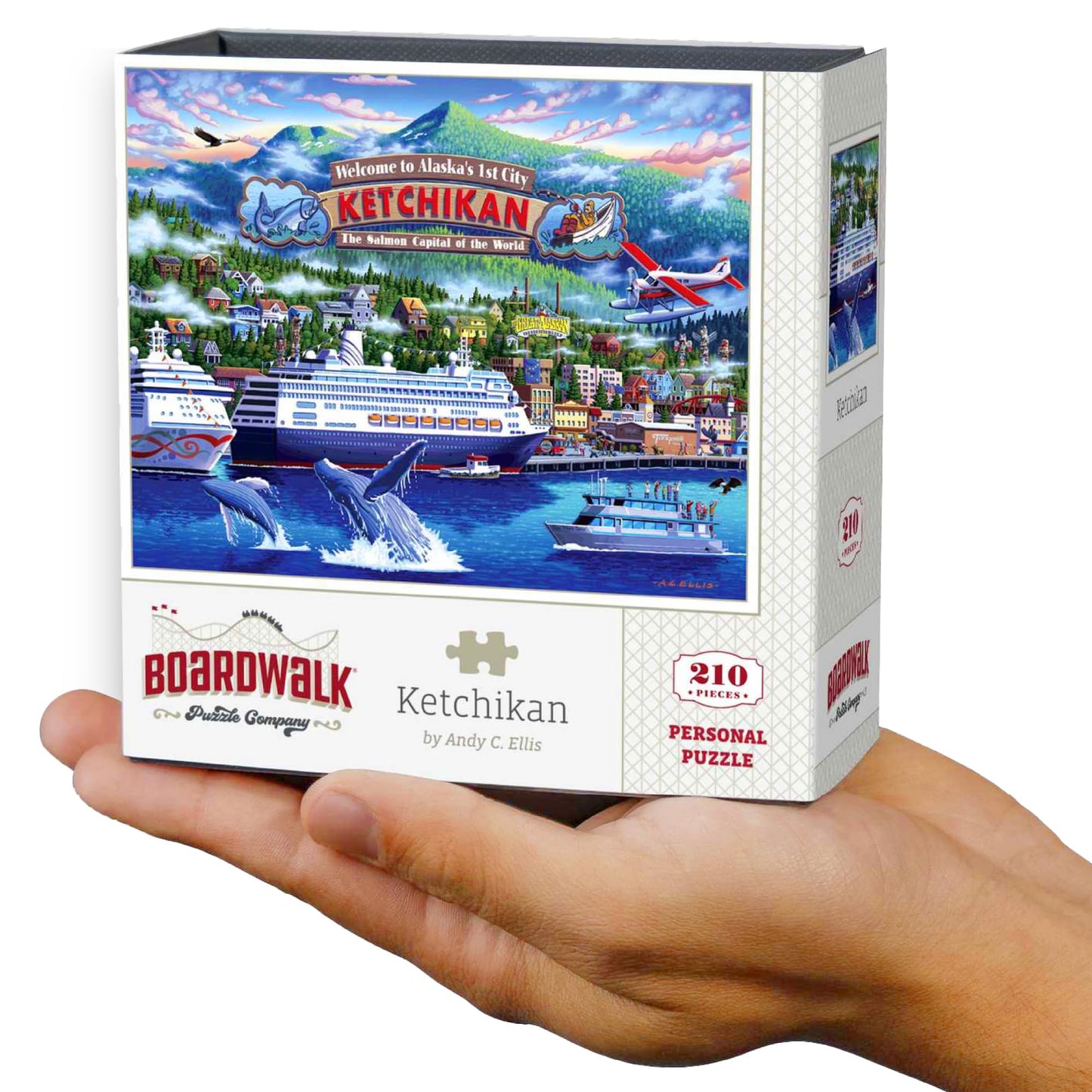 Boardwalk Ketchikan 210 Piece Personal Puzzle, Jigsaw Puzzles with Premium Box, Alaska Gifts for Adults, 6"x8"