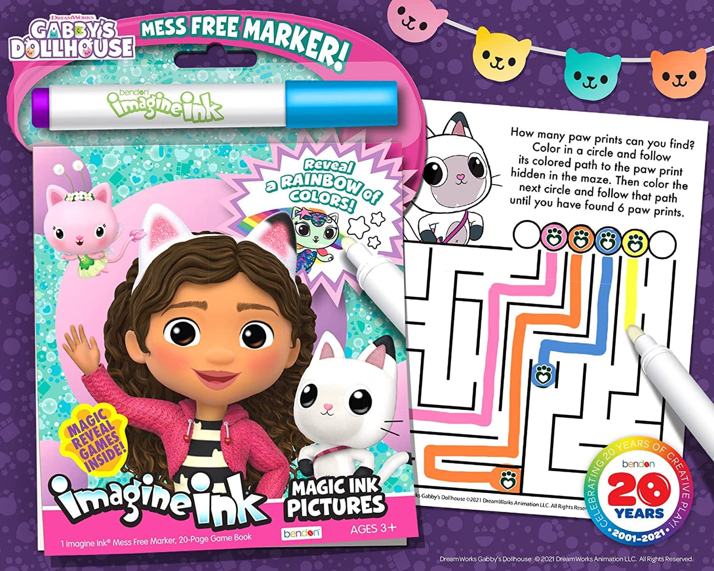 Bendon Gabby's Dollhouse Coloring Book and Stickers Super Set for Girls - Featuring Activities, Mazes, Games, Puzzles