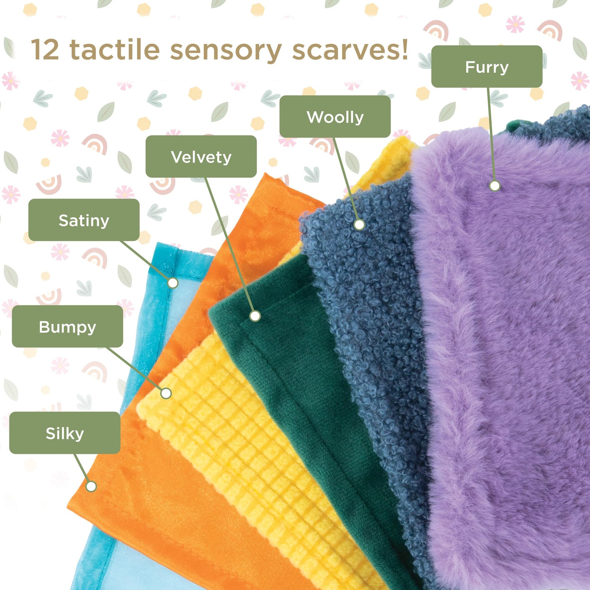 MindWare Sensory Sprouts Tissue Scarf - Montessori Toys for Babies 6-12 Months - Soft Greenhouse-Shaped Tissue Box and 12 Sensory Scarves Featuring