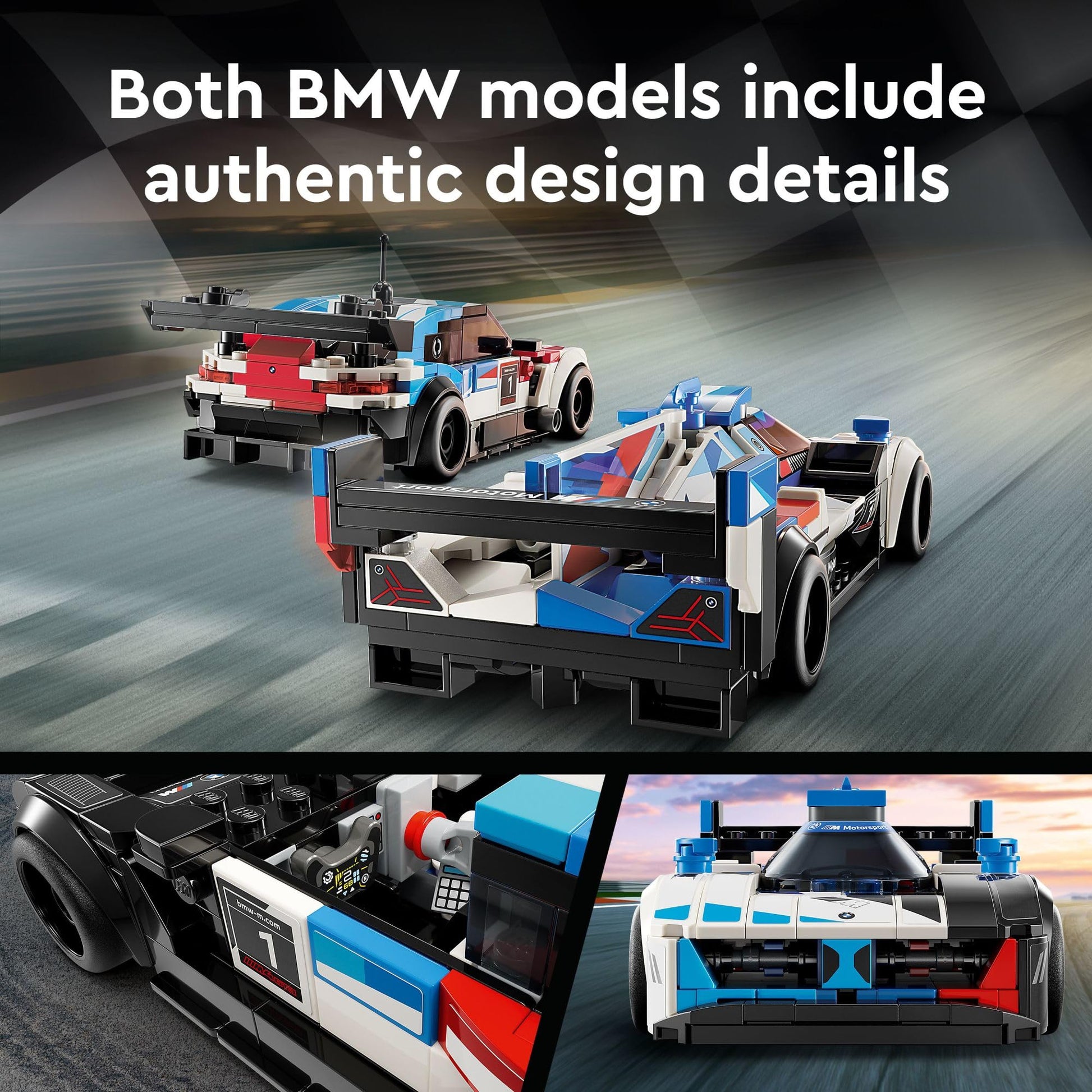 LEGO Speed Champions BMW M4 GT3 & BMW M Hybrid V8 Race Cars, BMW Toy for Kids with 2 Buildable Models and 2 Driver Minifigures, Car Toy Birthday Gift