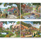 Bits and Pieces - 4-in-1 Multi-Pack 300 Piece Jigsaw Puzzles for Adults - Village Life by Artist Steve Crisp, Completed Puzzle Size: 16" x 20"