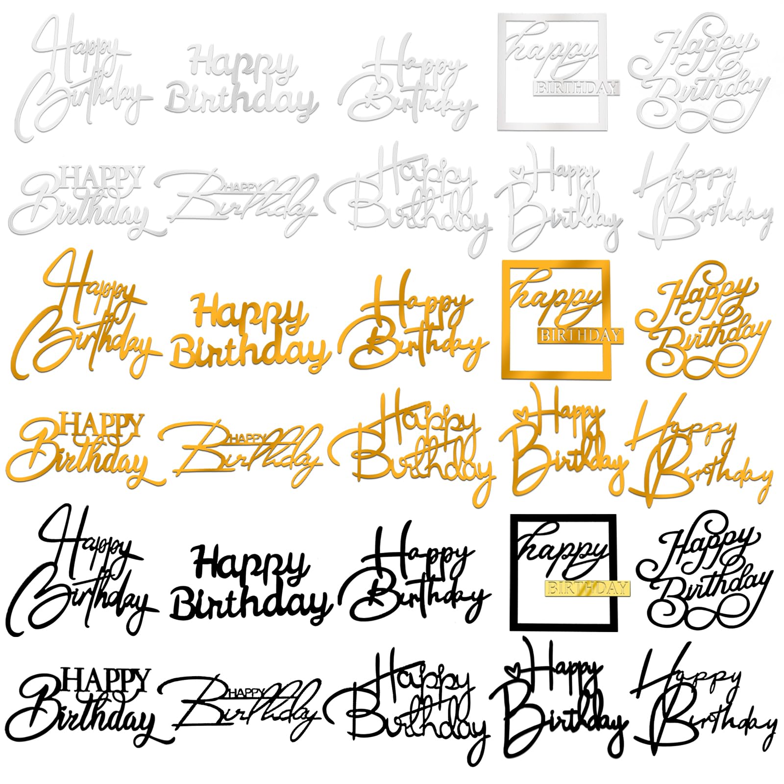 30PCS Happy Birthday Cake Topper Acrylic Cake Toppers for Party Supplies