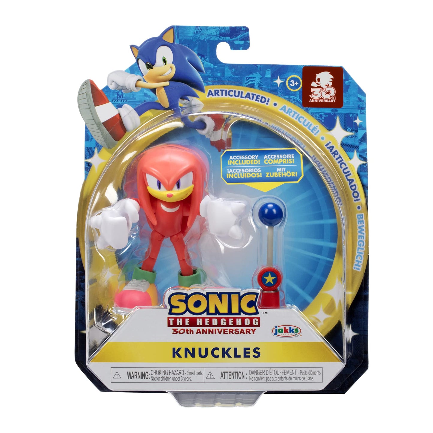 Sonic The Hedgehog 4-Inch Action Figure Modern Knuckles with Blue Checkpoint Collectible Toy