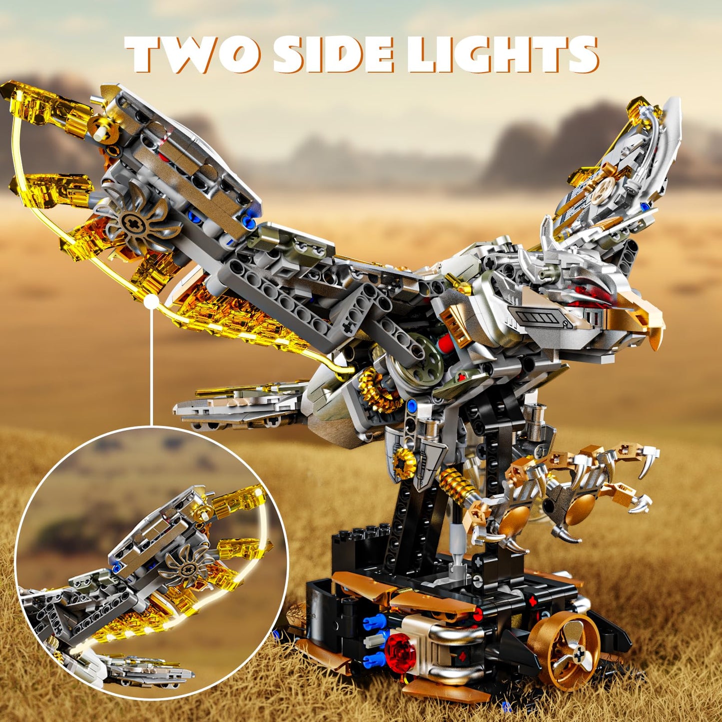 CSNRHG Mechanical Eagle Building Block Set 3D Poseable Model with Articulated Wings & Talons with Motor STEM Toy for Kids & Adults Ideal Gift
