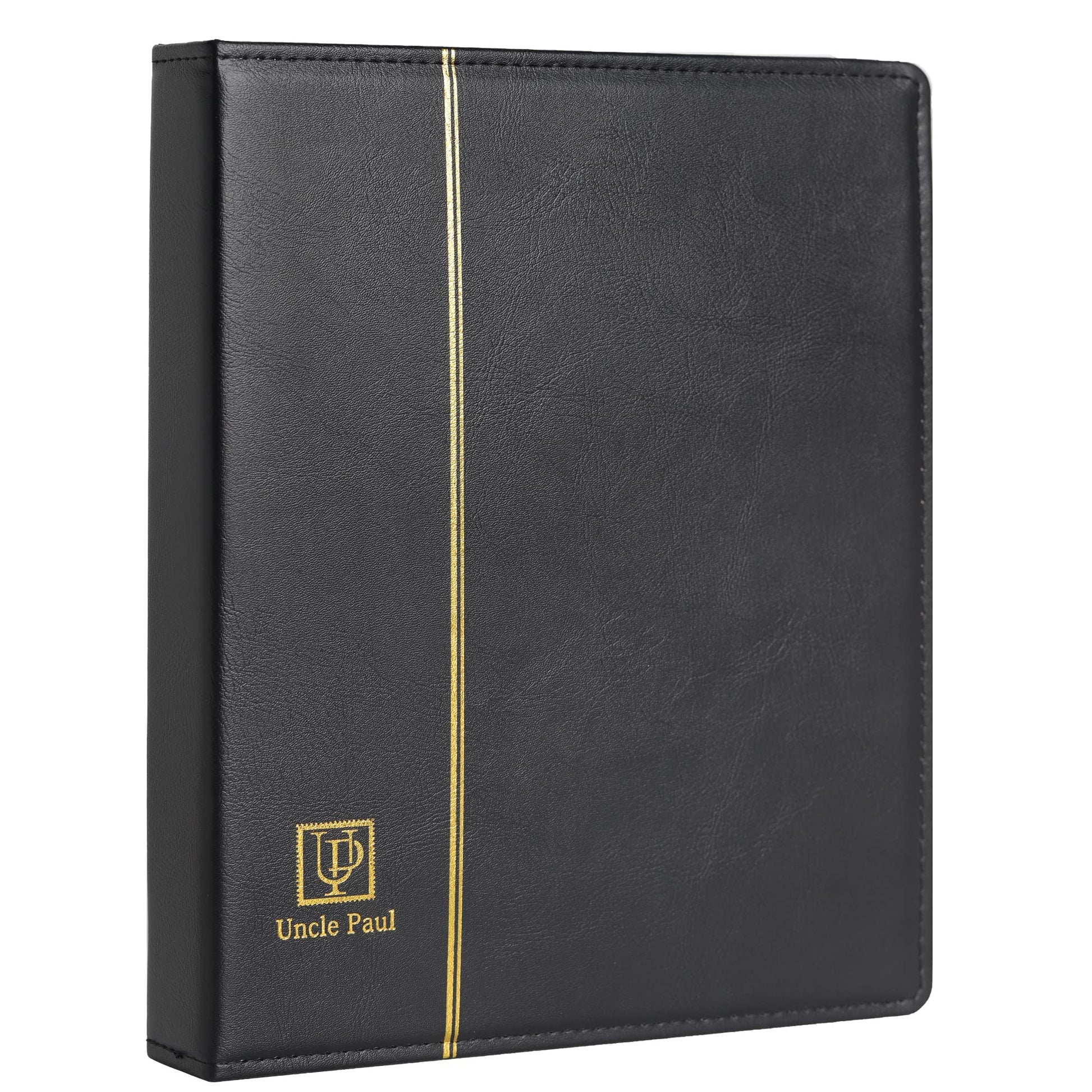 Uncle Paul 4 Ring Binder Albums - 12.5" x 10" Black Cover Binders Compatible with 9-Hole 11-Hole Pocket Pages Universal for Stamps Coins Banknotes