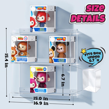 Wall Floating Display Shelves Compatible with 21 Funko Pops in Box, Acrylic Boxed Figurine Display Case, Stackable Action Figure Collection Stand
