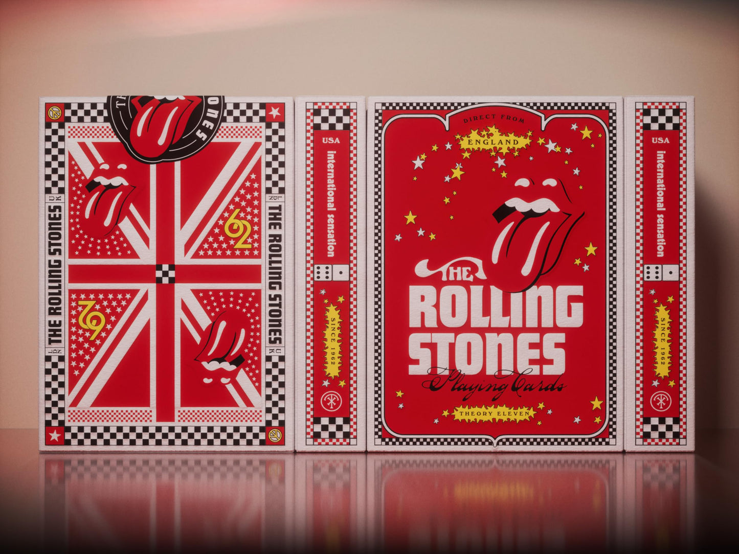 theory11 The Rolling Stones Playing Cards - Rock Music Themed Deck with Custom Aces Jokers Court Cards, Black Collector Style Poker Cards for Fans