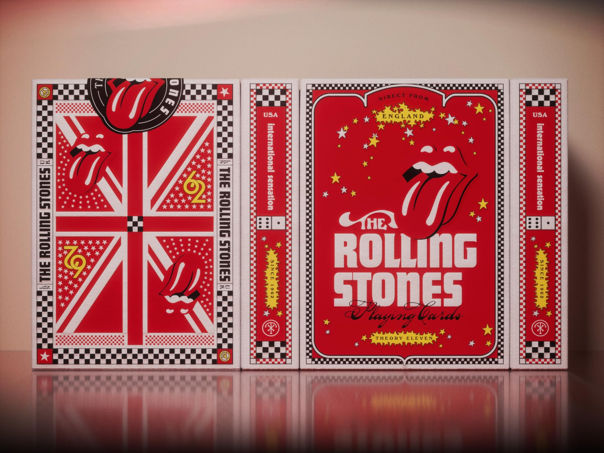 theory11 The Rolling Stones Playing Cards - Rock Music Themed Deck with Custom Aces Jokers Court Cards, Black Collector Style Poker Cards for Fans