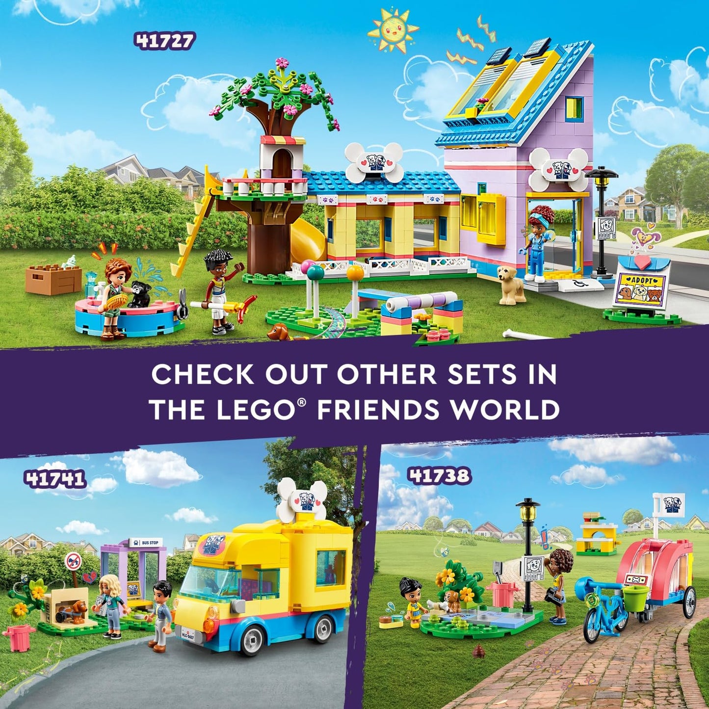 LEGO Friends Dog Rescue Center 41727, Pet Animal Playset for Kids with Autumn and Zac Mini-Dolls, Toy Vet Set, Sensory Toy for Kids Ages 7 Plus Years