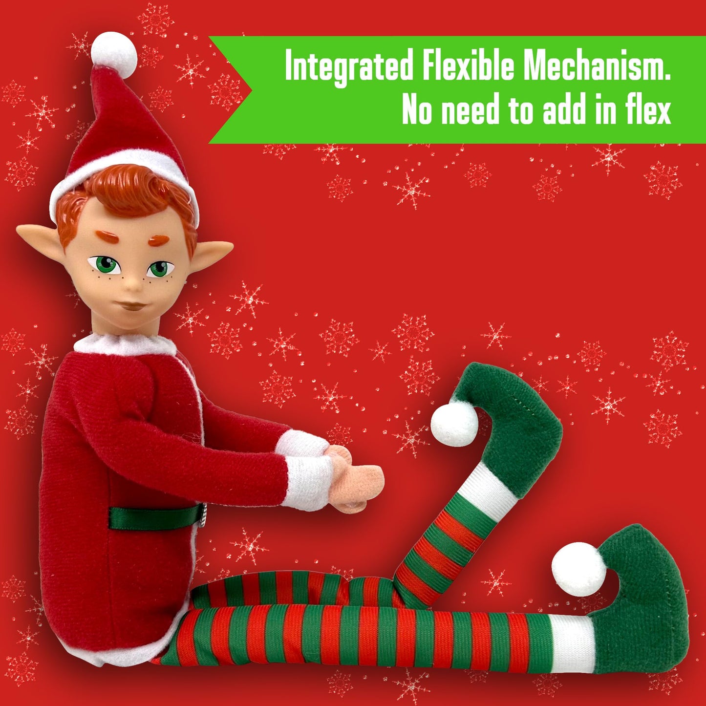 The Original Elf 12" Plush Christmas Elf Doll - Poseable Shelf Sitter with Flexible Dangling Legs - Perfect for Christmas Decorations, Toy Elf
