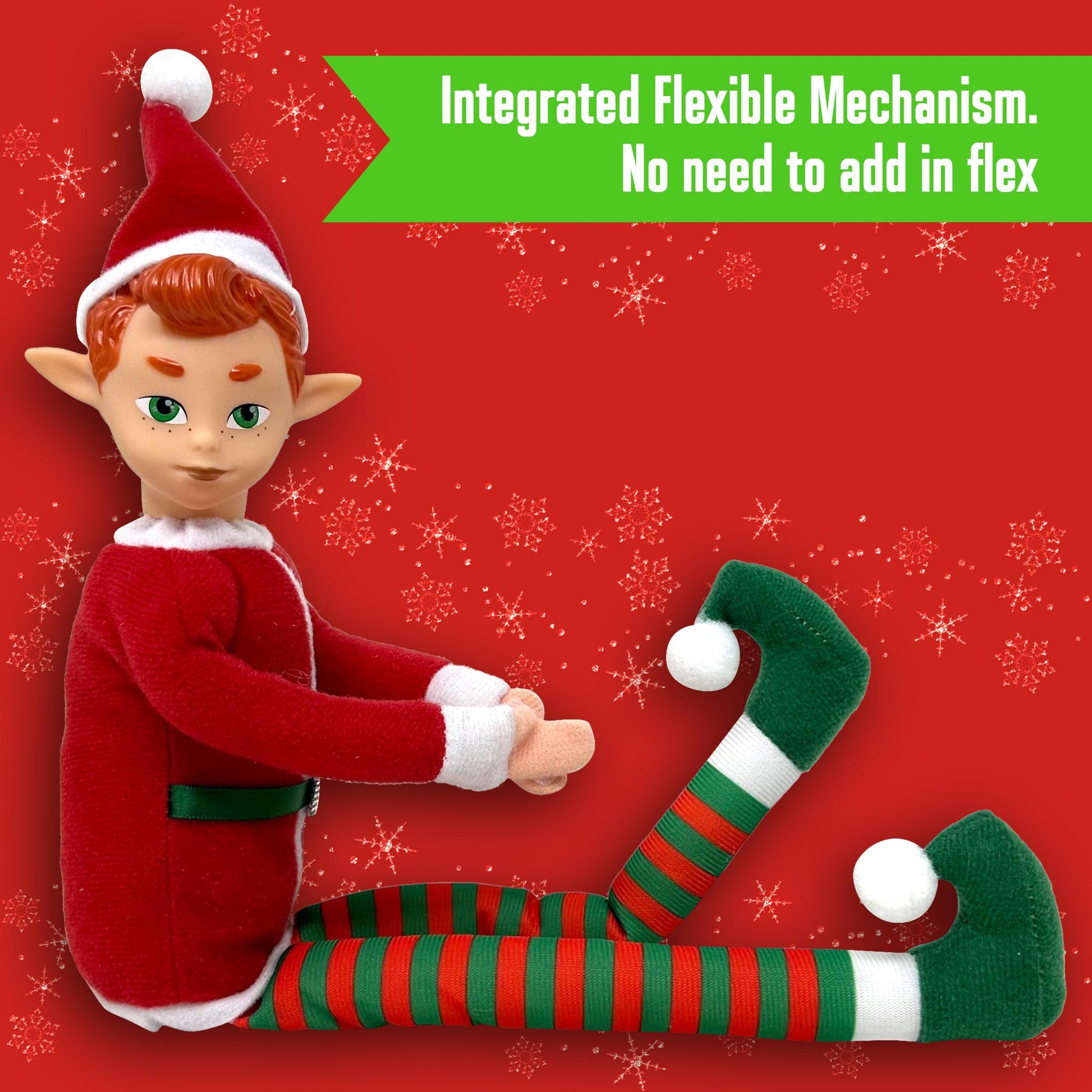 The Original Elf 12" Plush Christmas Elf Doll - Poseable Shelf Sitter with Flexible Dangling Legs - Perfect for Christmas Decorations, Toy Elf