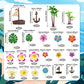 27PCS Coconut Tree Boat Hook Flower Cake Top Flower Cake Decoration Boat Birthday Party Decoration Supplies