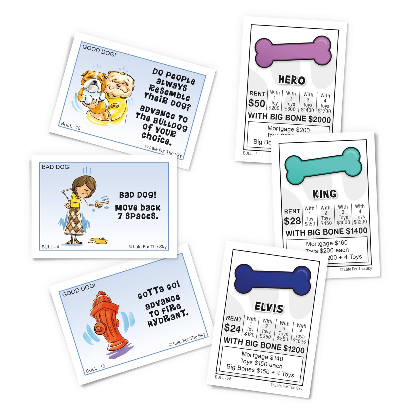 Late for The Sky Bulldog-Opoly Board Game - Bulldog Lovers Family Game, Property Trading Dog Theme, 2-6 Players, Ages 8+, Great Gift for Dog Owners