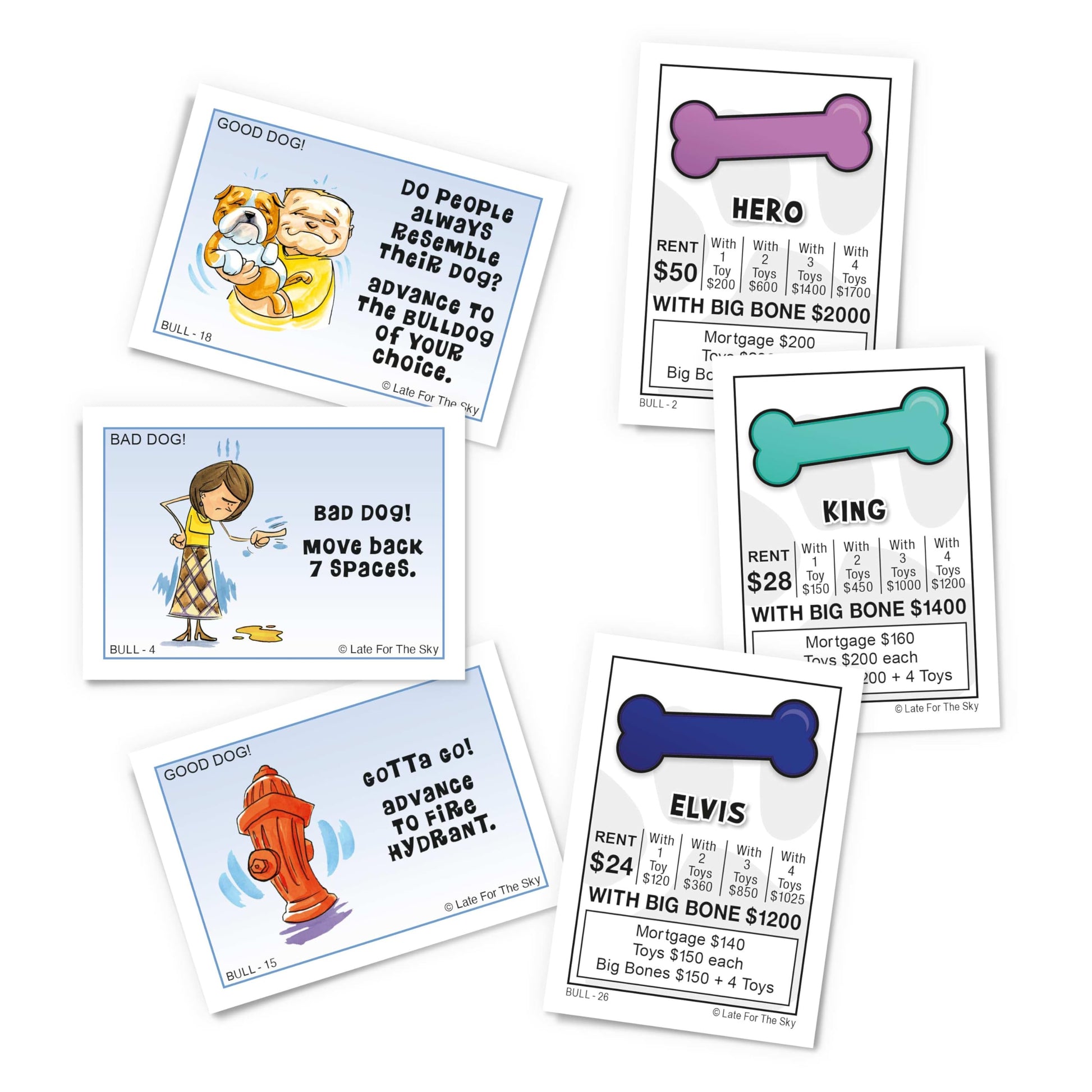 Late for The Sky Bulldog-Opoly Board Game - Bulldog Lovers Family Game, Property Trading Dog Theme, 2-6 Players, Ages 8+, Great Gift for Dog Owners